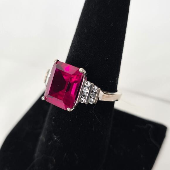 Ruby Color Gemstone Ring .925 Sterling Silver Women's 8.5 Cubic Zirconia NWOT - Picture 15 of 16